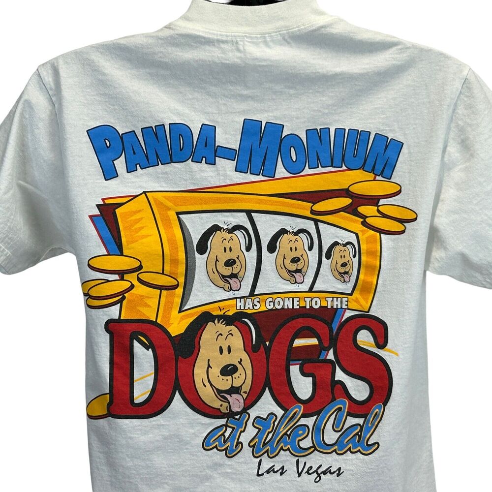 Vintage California Casino Las Vegas T Shirt Mens Medium White 90s Gambling Dogs